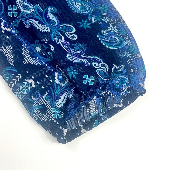 ARIZONA JEANS Sheer Floral Blouse, Blue, Size M - Picture 8 of 8